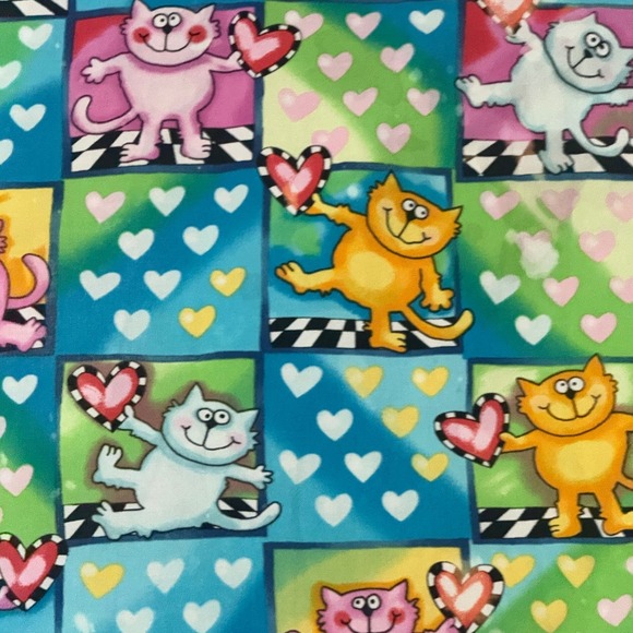 White Cross Cats Hearts Print Scrub Top Fun Novelty V Neck Short Sleeve‎ - Picture 2 of 4